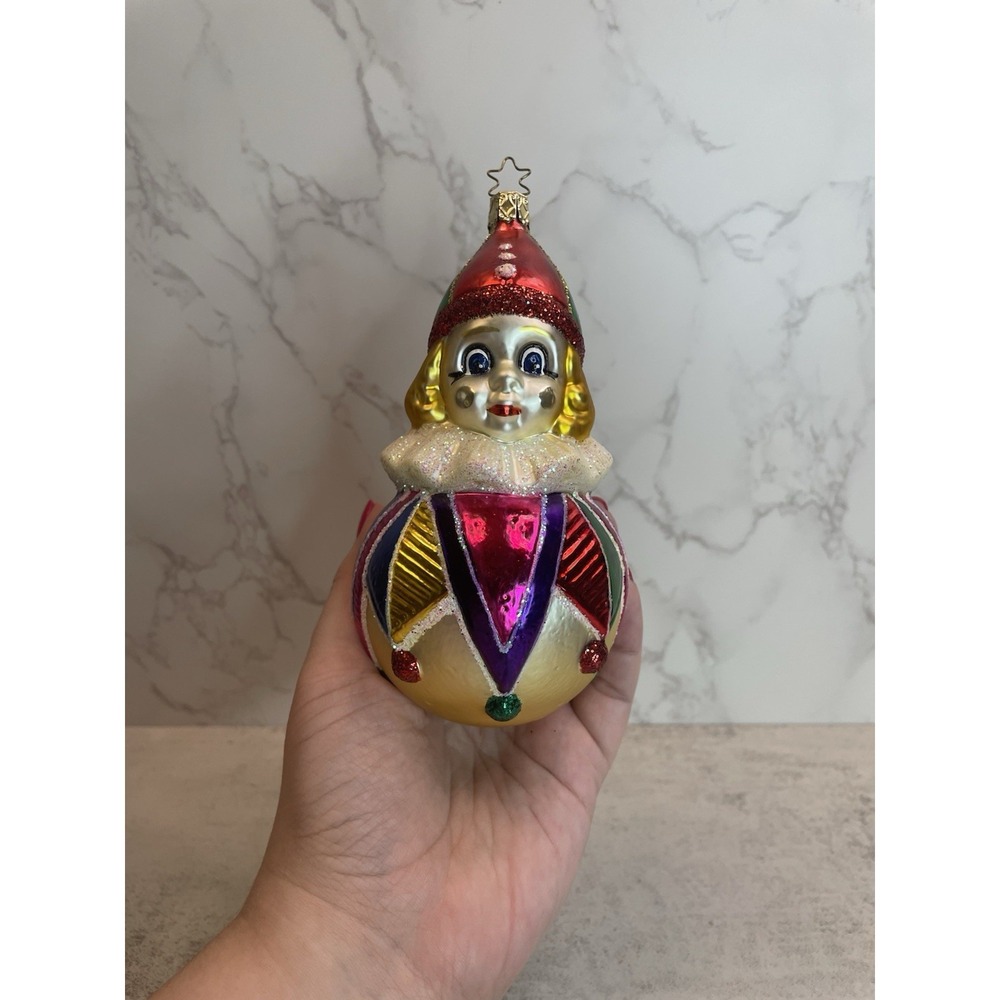 Vtg Inge Glas Blown Glass Court Jester Ornament